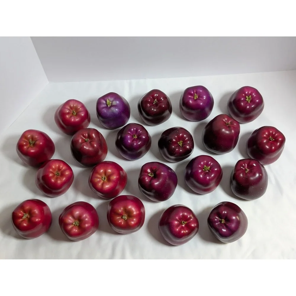 21 Piece Faux Apples Bulk Lot Artificial Fruit Red Purple Lenticels Plastic Foam